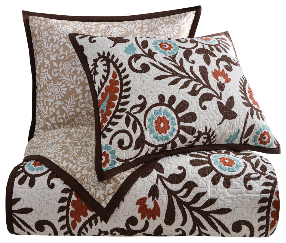 Rebecca Paisley Reversible Quilt Set, 3 Piece, King