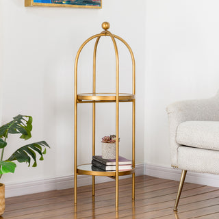42.00"H Regency Modern 2-Tier Gold Mirror Organizer Floor Shelf