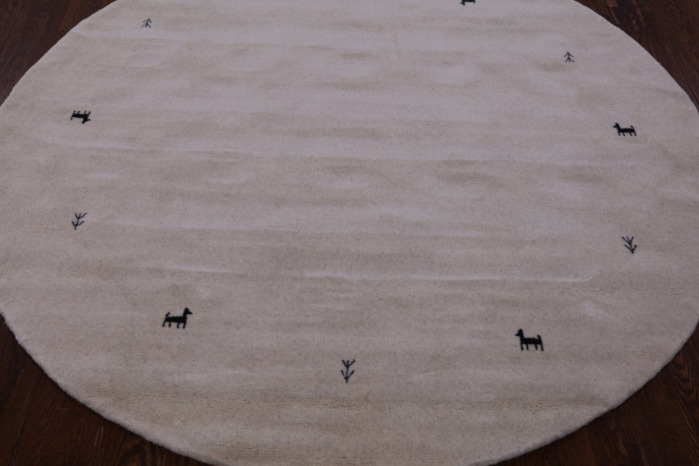 6' Round Hand-Knotted Persian Gabbeh Wool Rug - Q15233