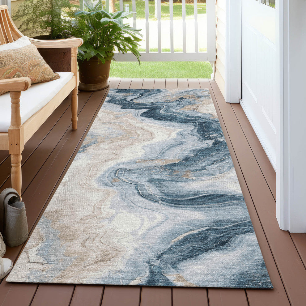 Machine Washable Indoor/Outdoor Chantille ACN1862 Beige 2'3" x 7'6" Runner Rug