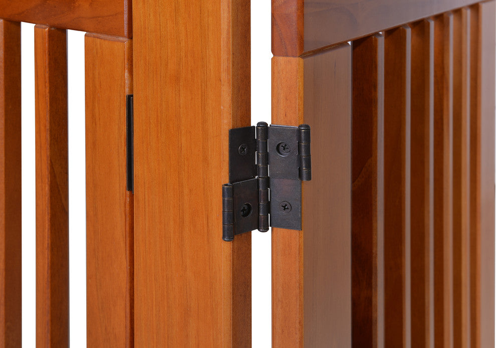 Ruffluv 2 Panel Expansion Pet Gate, Medium 24", Chestnut