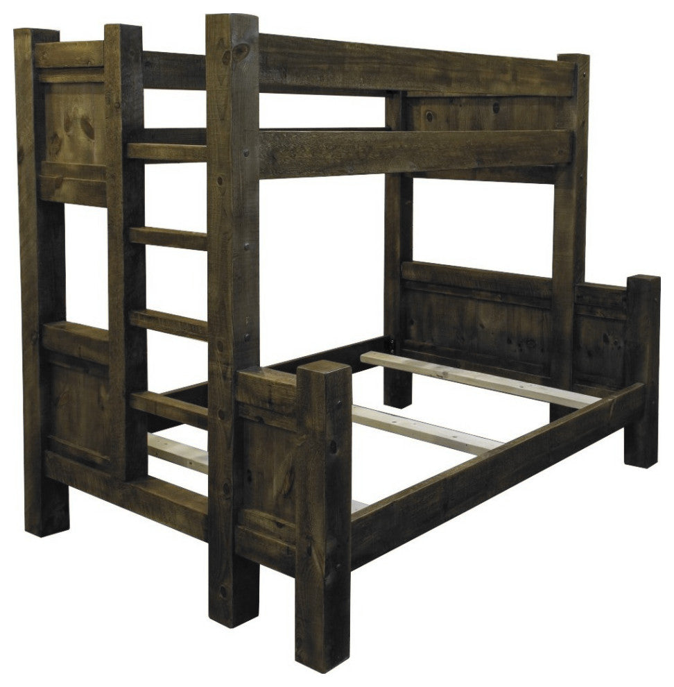 Barnwood Style Timber Peg Bunk Bed, Weathered Slate, Full Over Queen