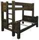Barnwood Style Timber Peg Bunk Bed, Weathered Slate, Full Over Queen