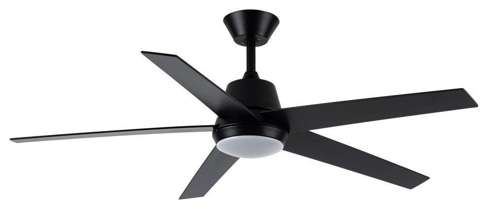52-inch Modern 5-blade Black Ceiling Fan with Light