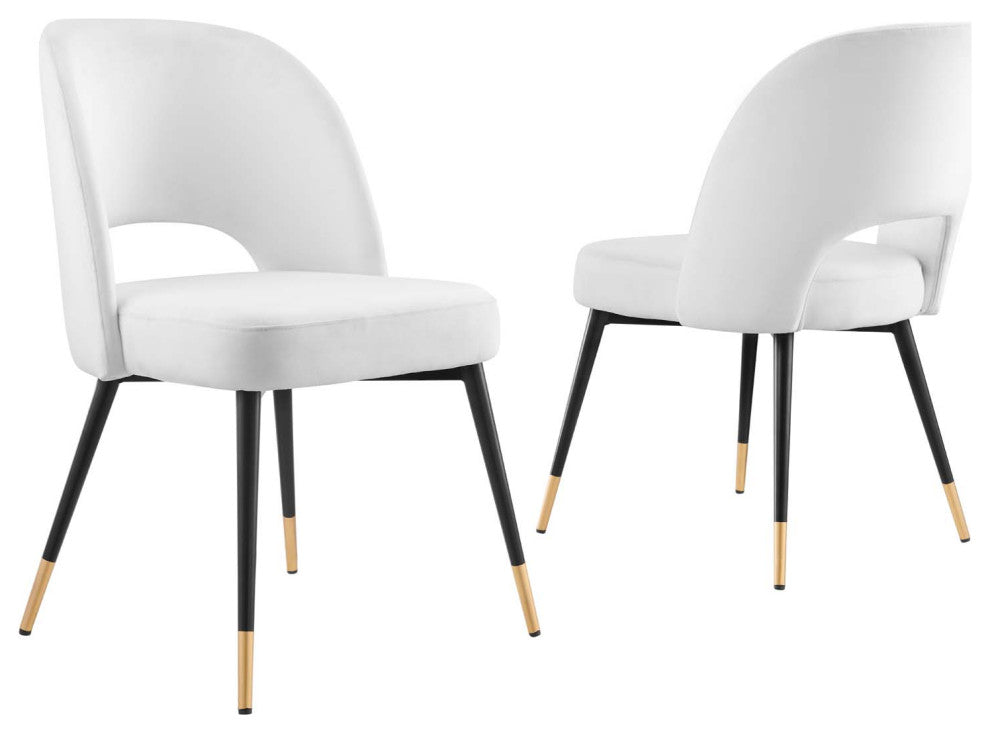 Rouse Performance Velvet Dining Side Chairs Set of 2 White