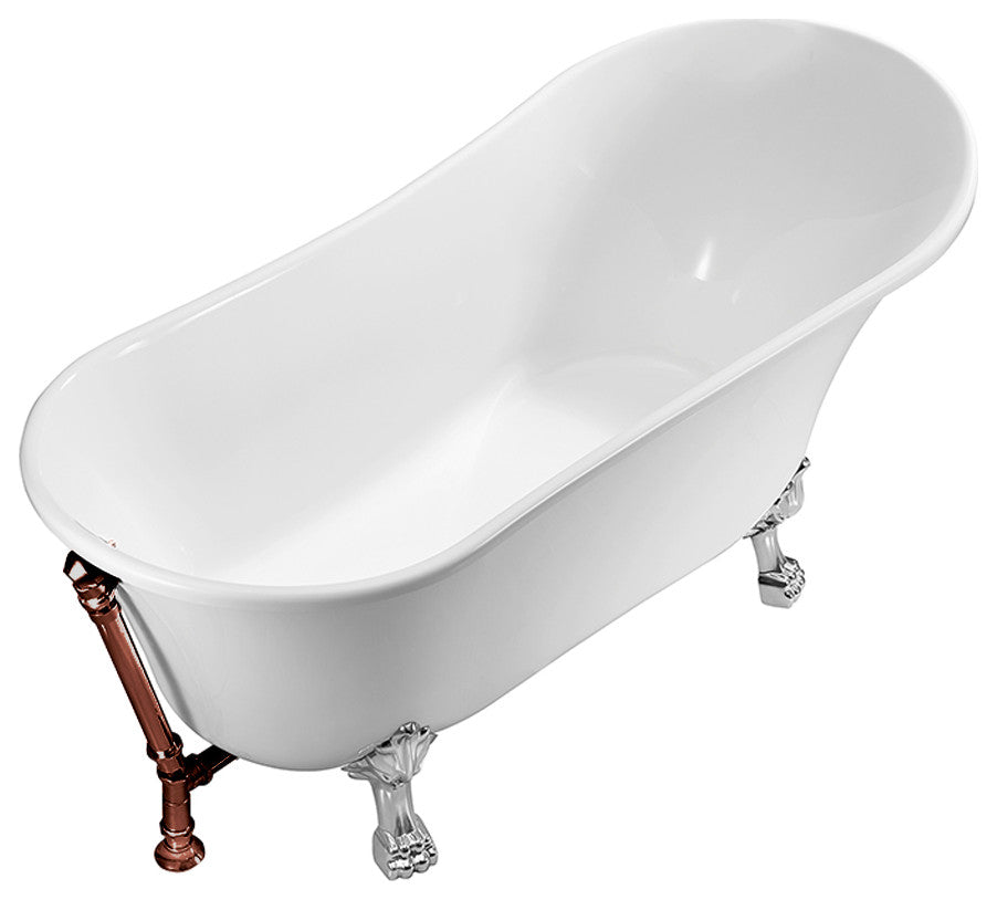 55" Streamline N343CH-ORB Clawfoot Tub and Tray With External Drain
