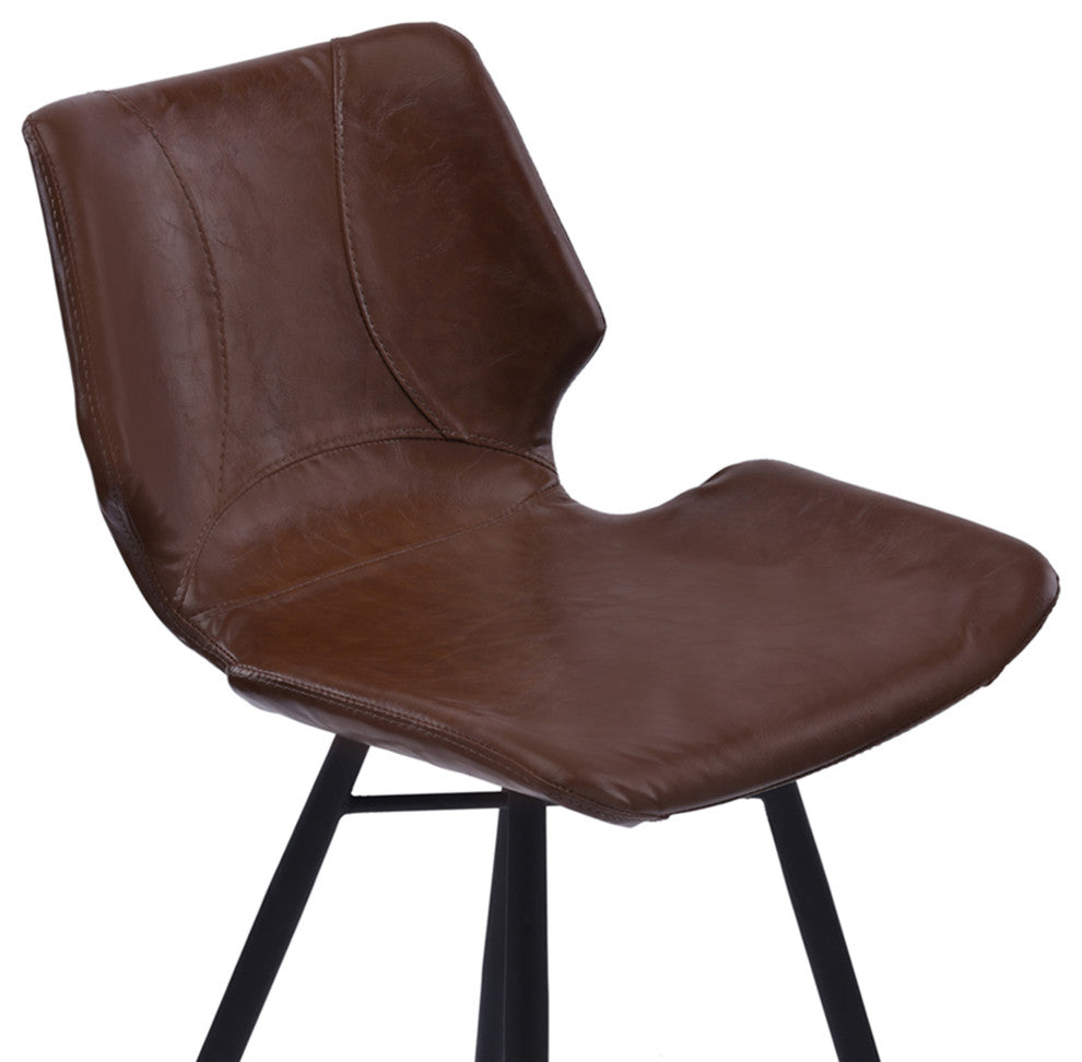 Zurich 30" Bar Height Metal Barstool In Vintage Coffee Faux Leather