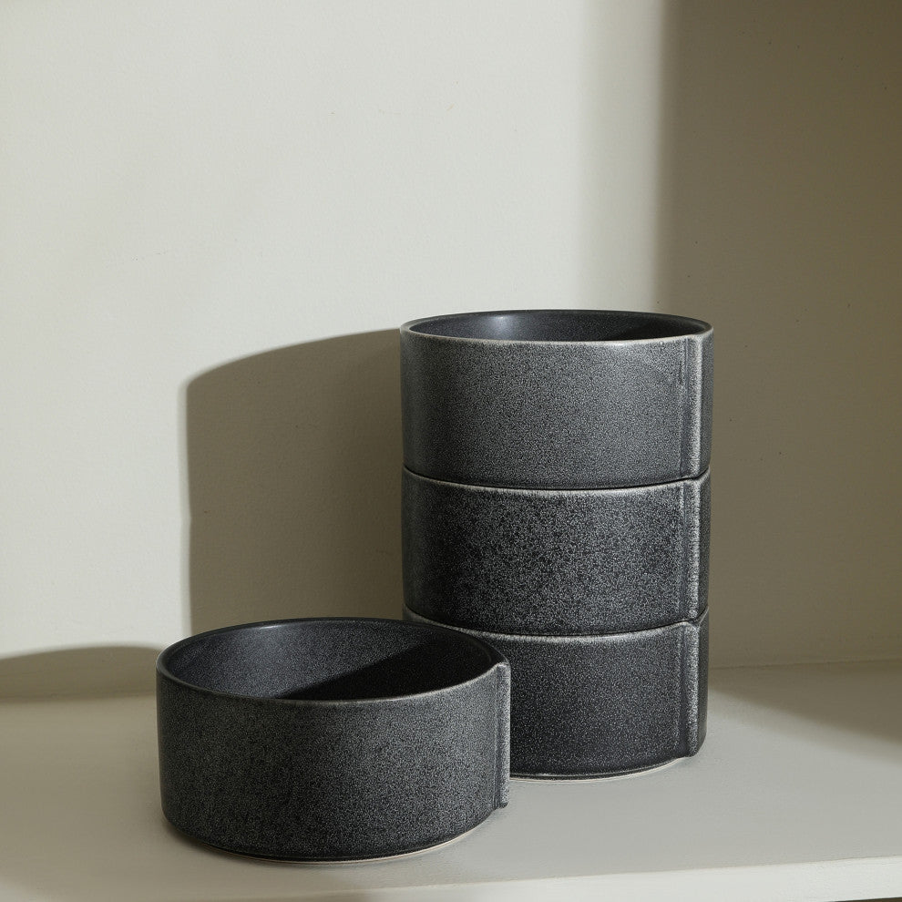 Stone Lain Bao Stoneware Bowl Set of 4, Charcoal