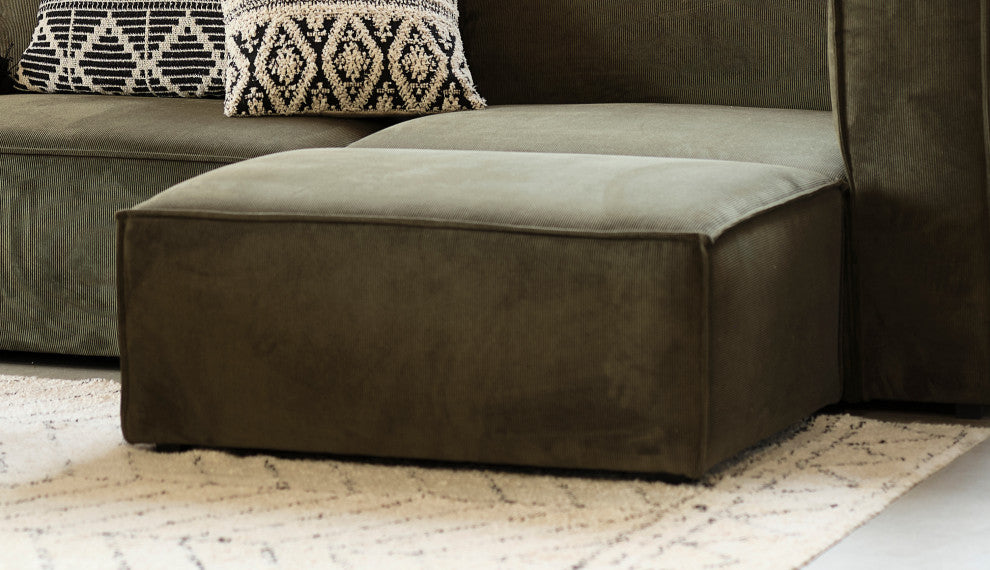 Burt Modular Ottoman, Olive Green Corduroy