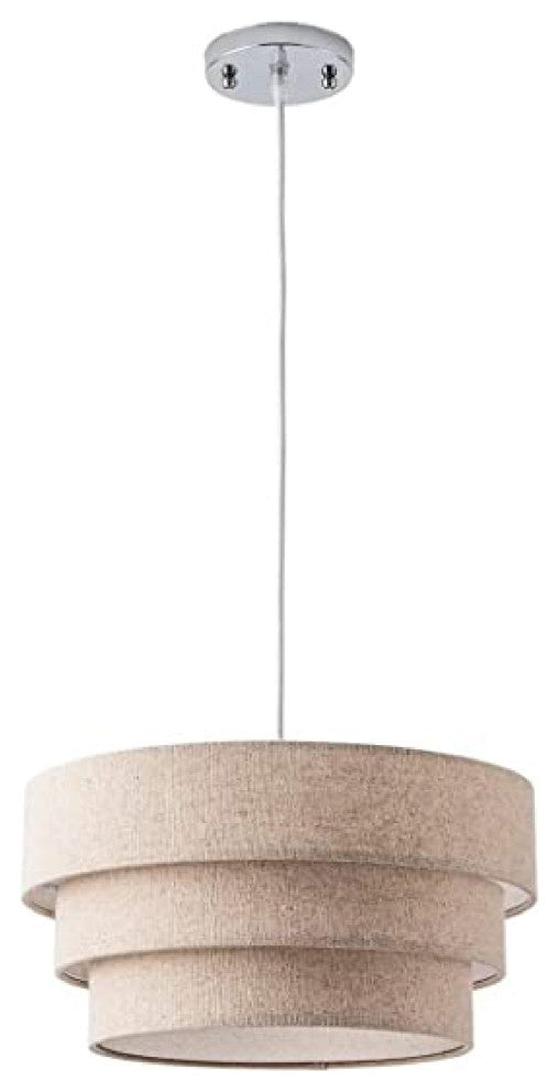 Crema hanging lamps 13.4 Inch drum chandelier Linen pendant light