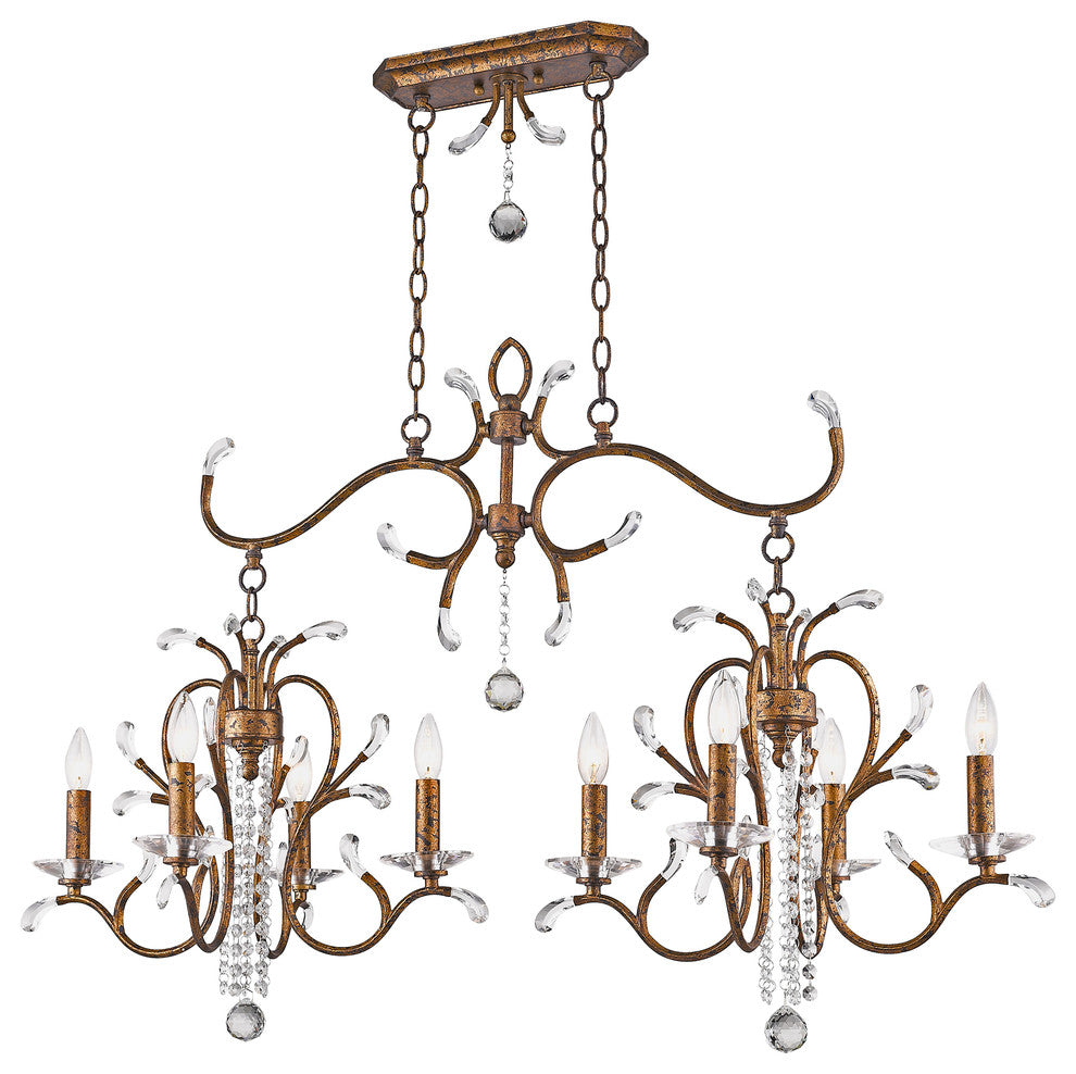 Serafina Island Chandelier, Hand-Applied Venetian Golden Bronze