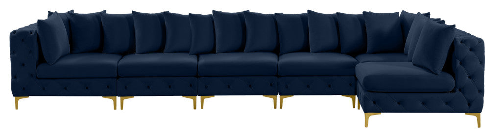 Tremblay Modular Sectional, Navy, L-Shaped, 6-Piece: Armless (4), Corner (2)