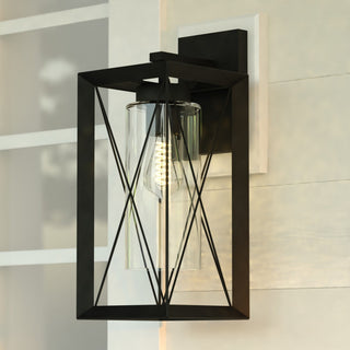 Milton 1-Light Matte Black Transitional Outdoor Wall Lantern Clear Glass