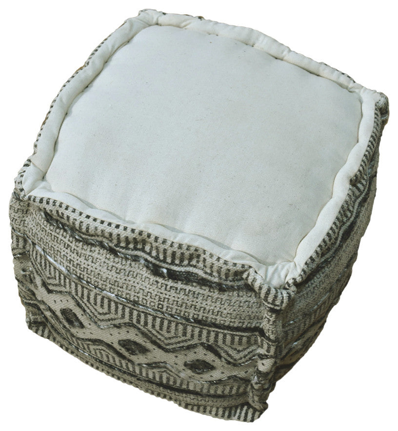 Contemporary Handmade Cotton Pouf, 14x14x14