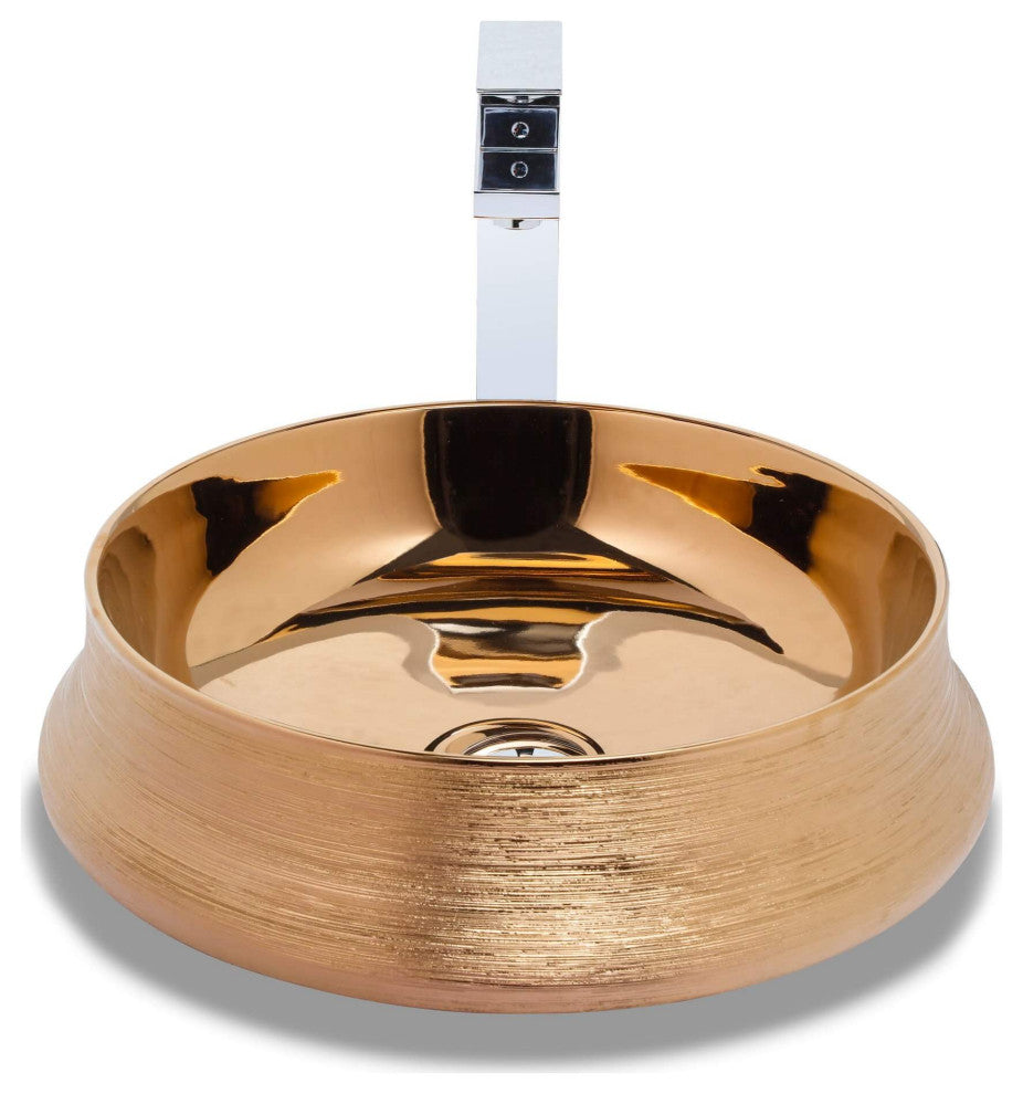 Fine Fixtures Luxury Vessel, Round 18", Brushed Bronze