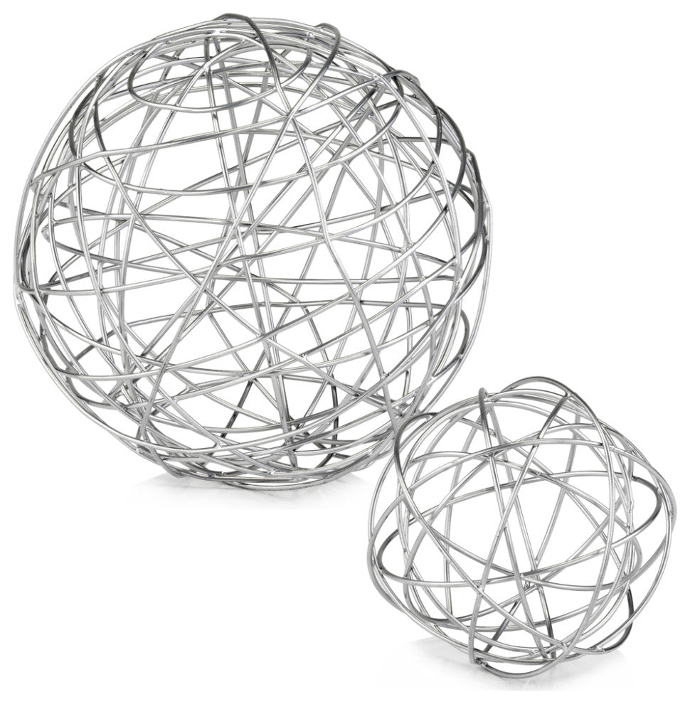 HomeRoots 12" x 12" x 12" Silver Extra Large Wire Sphere