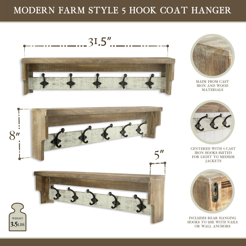 5-Hook Vinny Wall Shelf