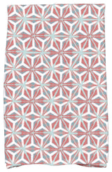 Water Mosaic, Geometric Print Kitchen Towel, Coral