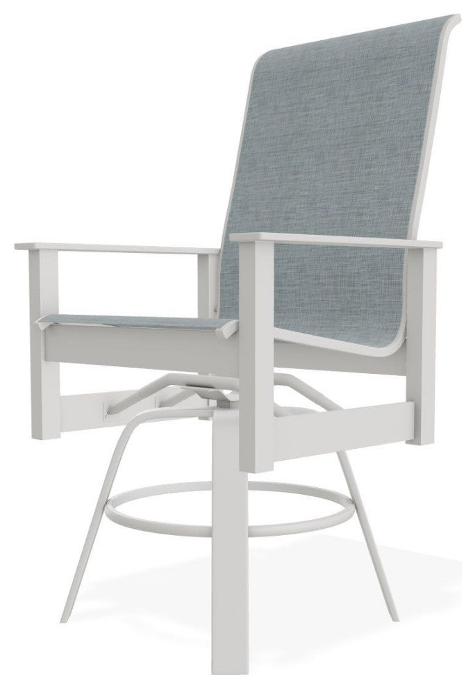 Leeward Sling Balcony Height Outdoor Swivel Armchair, Charm/Snow