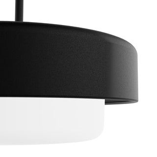 Station Natural Iron, Frosted Cased White Glass 2 Light Pendant Ceiling Light