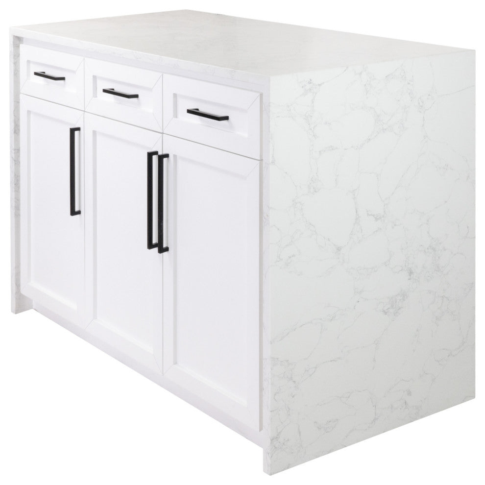 Palisade 48" Kitchen Island, White, Engineered Marble