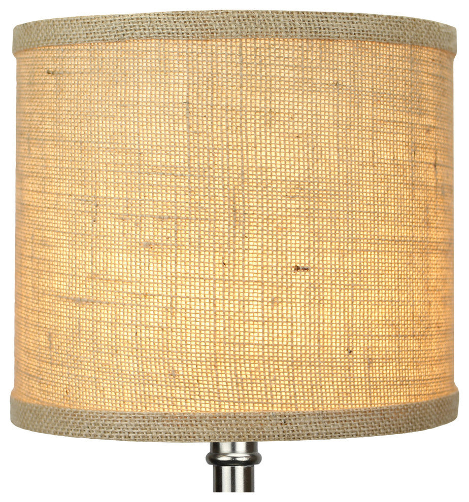 Fenchel Shades 8"x8"x7" Spider Attachment Drum Lamp Shade, Burlap Natural