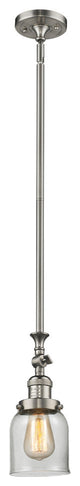 1-Light Small Bell 5" Pendant, Brushed Satin Nickel, Glass: Clear