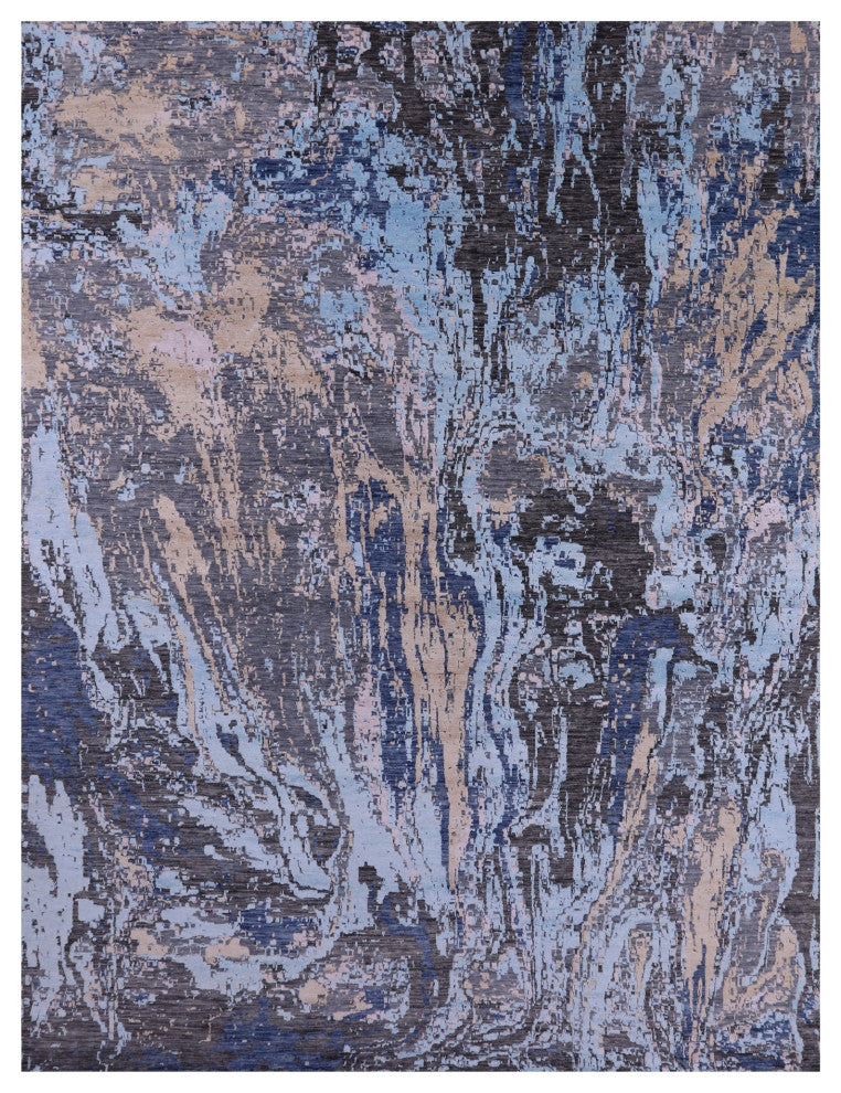 Hand Knotted Wool & Silk Abstract Rug 8' 11" X 12' 1" - Q13507