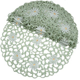 Daisy Splendor Set of 4 Round Doily, 8", Green