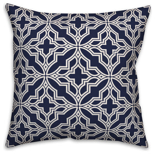 Navy and White Geo Quatrefoil 20x20 Throw Pillow