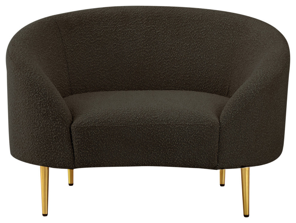 Ritz Boucle Fabric Upholstered Chair, Brown