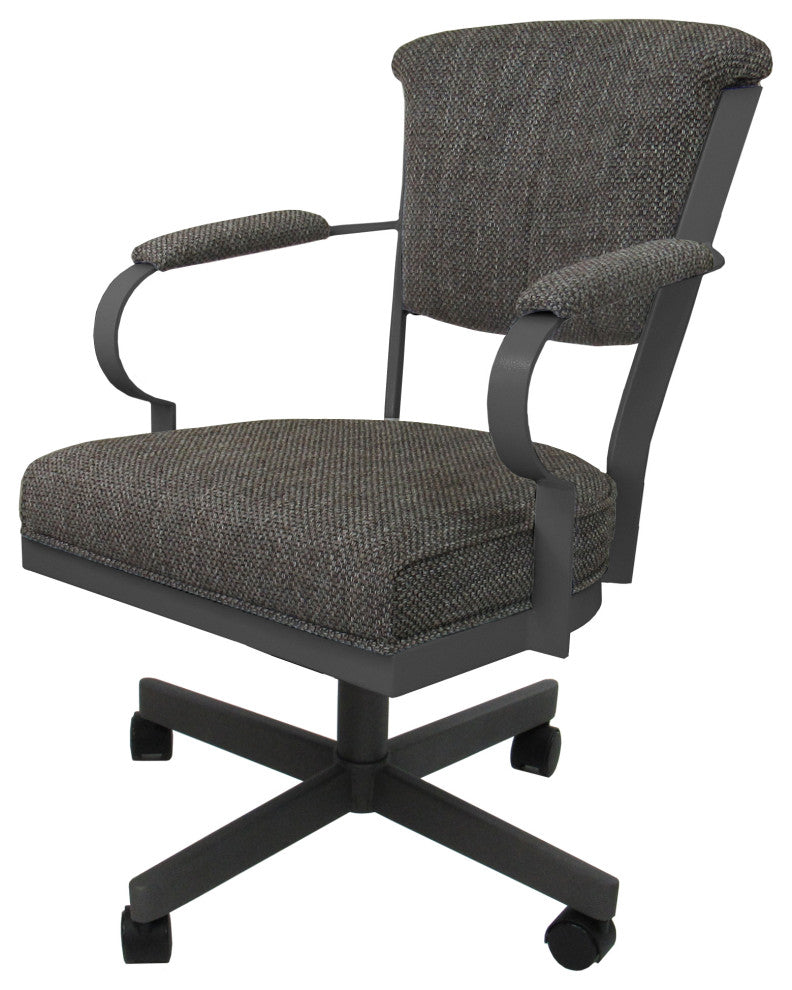 Set of 4, Miami Swivel Metal Caster Chairs, Reading Base, Plumley Cocoa, Gray
