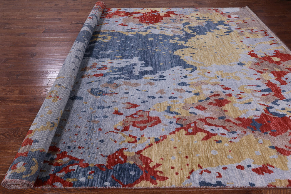 10' 0" X 14' 0" Abstract Hand Knotted Wool Rug Q8985
