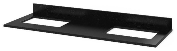 Adler Transitional 60" Grey Double Sink Vanity, Black Granite Vanity Top