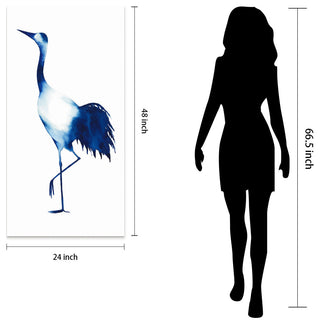 "Ink Drop Crane 2" Wall Art on Frameless Free Floating Tempered Glass Panel