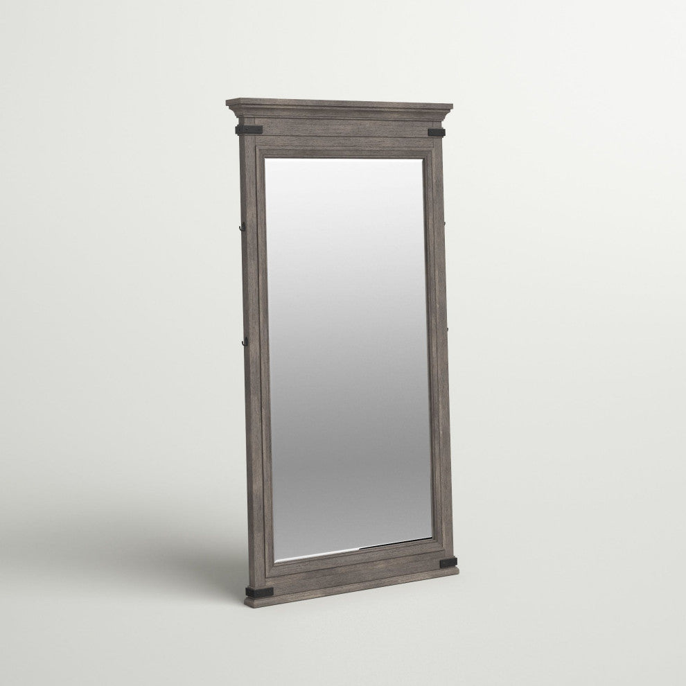 Forge 37" Wide Floor Mirror, Brushed Steel