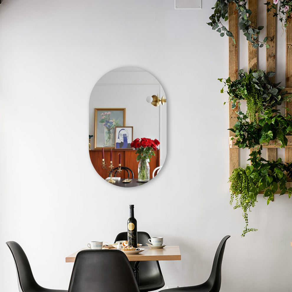 Reflection Verical/Horizontal Hanging Round Shaped Frameless Wall Mirror 33" H