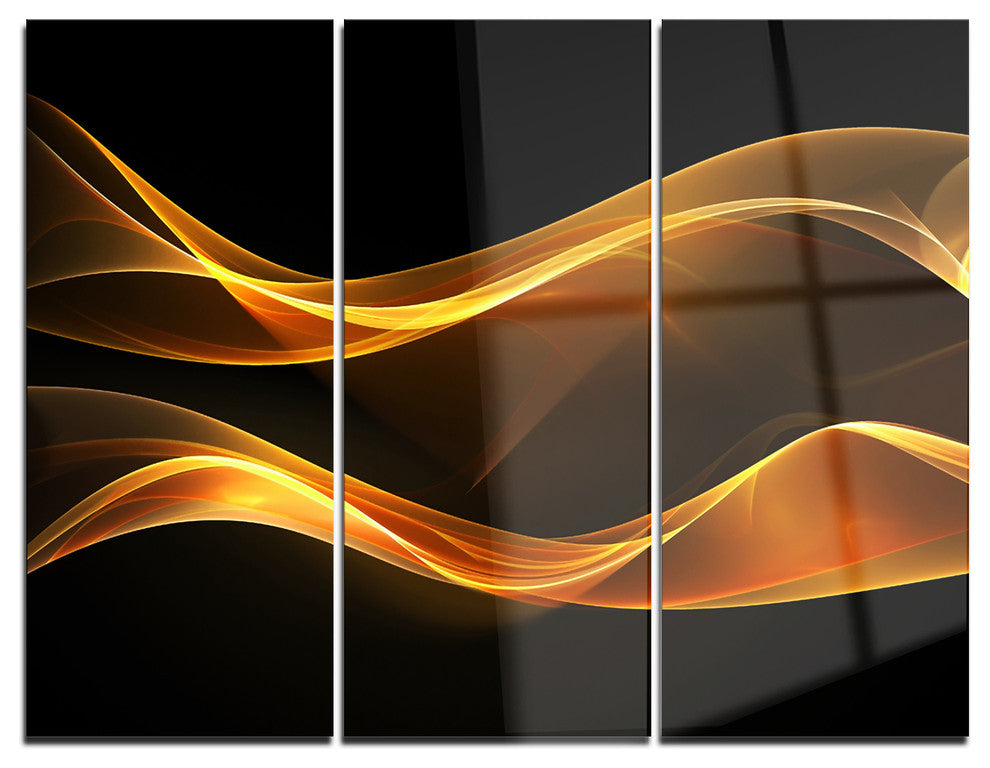 "Straight Pink Waves" Digital Metal Wall Art, 3 Panels, 36"x28"