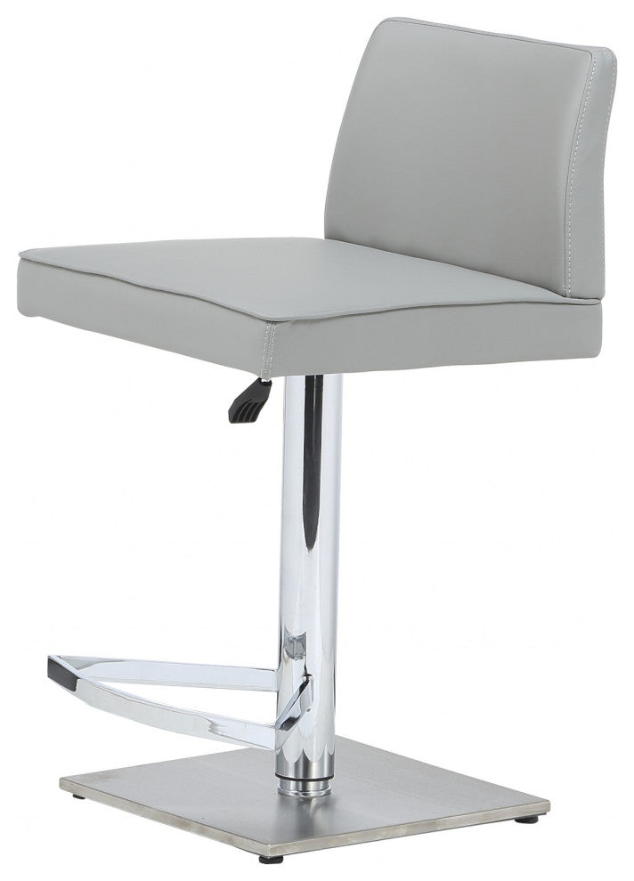 18" X 20" X 32"/41" Gray Faux Leather Bar Stool