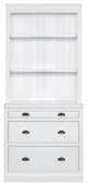 Modern Tall Bookshelf, LED Lighting for Living Room, White