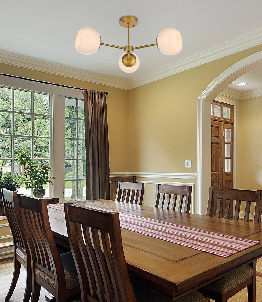 Brooke 26" Flush Mount, Brass With White Shade