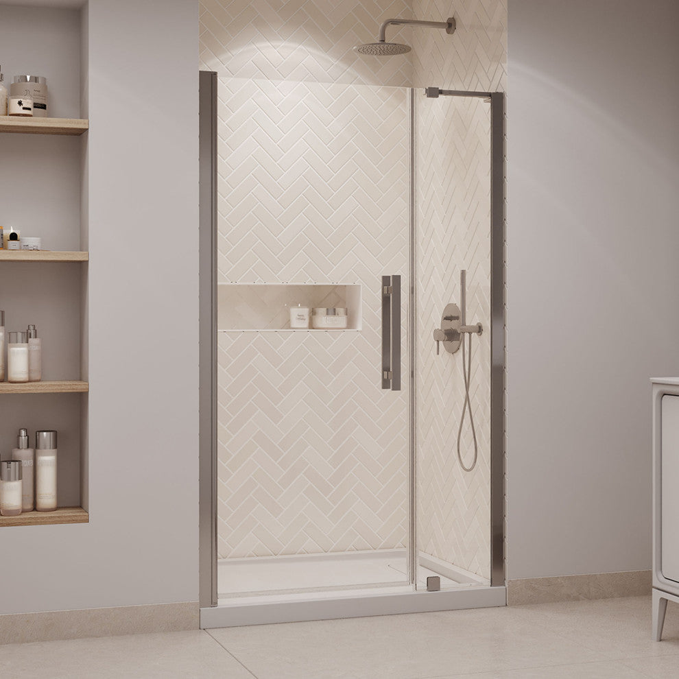 Pasadena 48"Wx36"Dx74 3/4"H Alcove Pivot Shower Kit Nickel Base