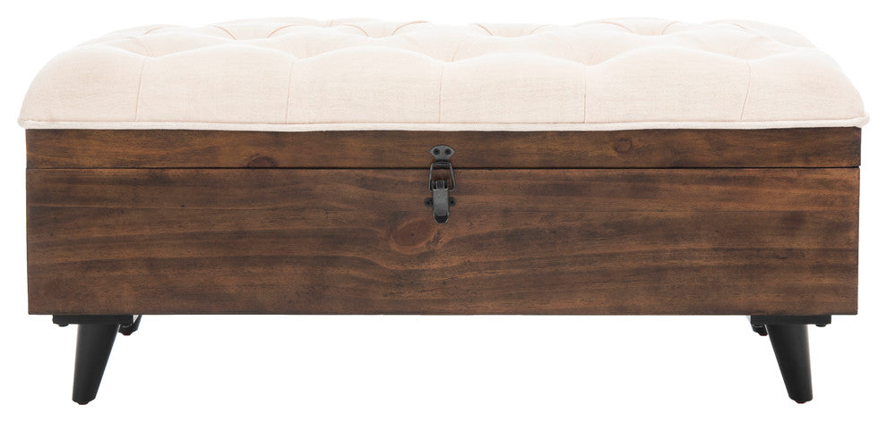 Safavieh Liam Tufted Cocktail Ottoman, Light Beige
