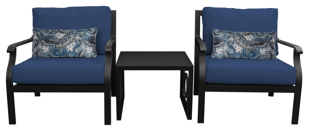 kathy ireland Madison Ave. 3 Piece Aluminum Patio Furniture Set 03a, Midnight