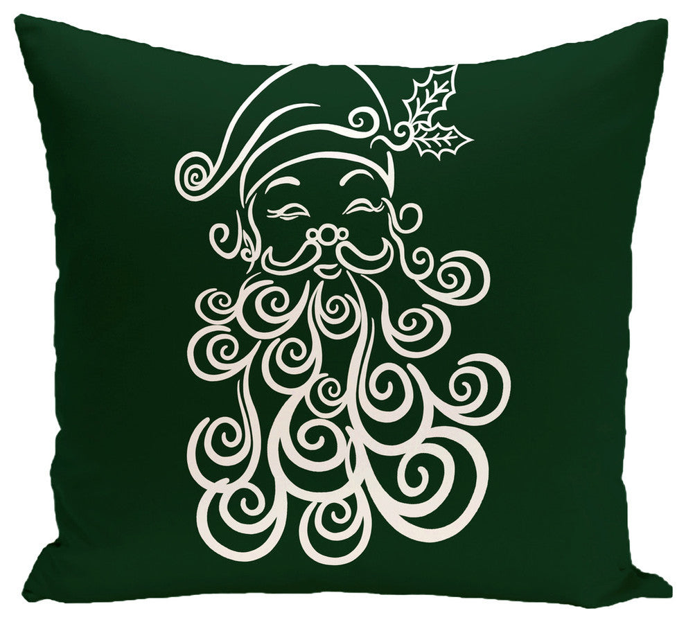 Santa Baby, Decorative Holiday Print Pillow, Dark Green, 16"x16"