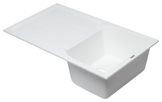 ALFI White 34" Single Bowl Granite Composite Kitchen Sink With Drainboard