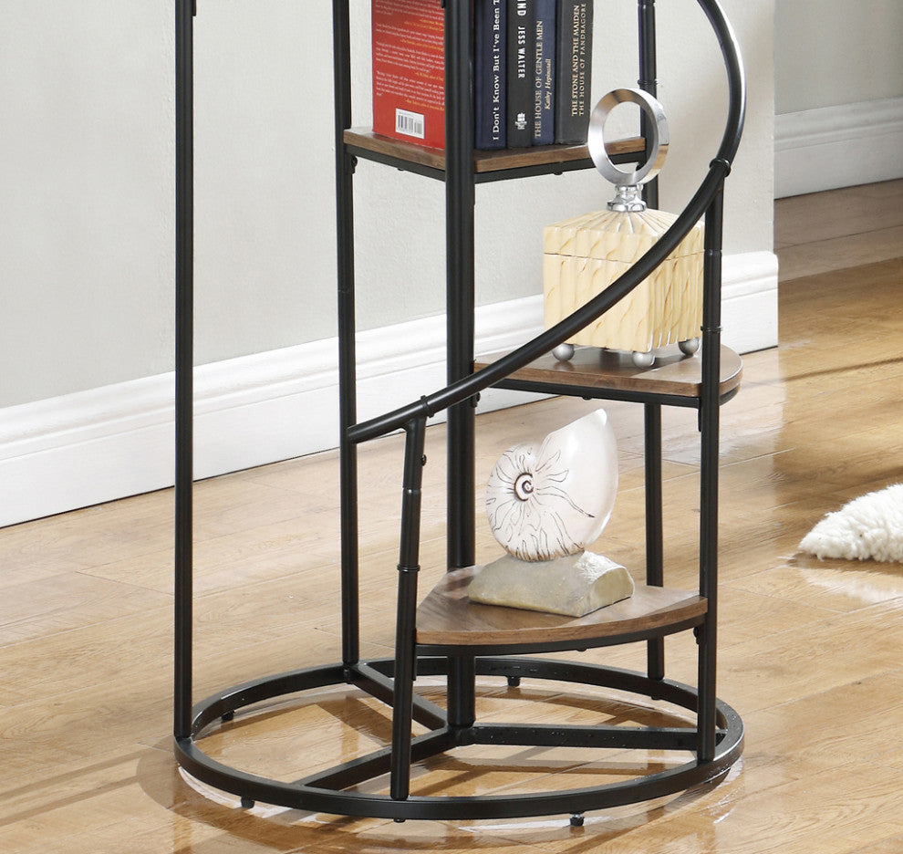 8-Shelf Staircase Bookcase, Black and Rustic Brown
