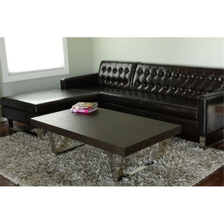 Pangea Home Sienna Modern Wood Veneer & Polished Steel Coffee Table in Espresso