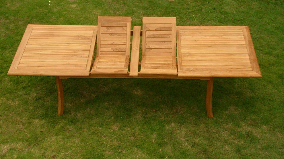 13-Piece Outdoor Teak Dining Set, 117" Extn Rectangle Table, 12 Osbo Arm Chairs