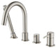 Circular Deck Mounted Bathtub Faucet With Hand Shower, Brushed Nickel